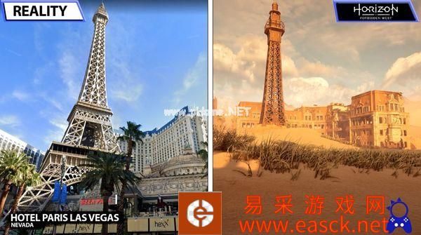 《地平线：西之绝境》vs现实场景对比视频