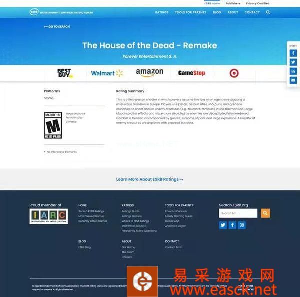 《死亡之屋:重制版》Stadia版ESRB评级公布