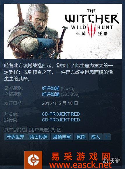 Steam每日特惠:《巫师3》又骨折《雨中冒险2》半价!
