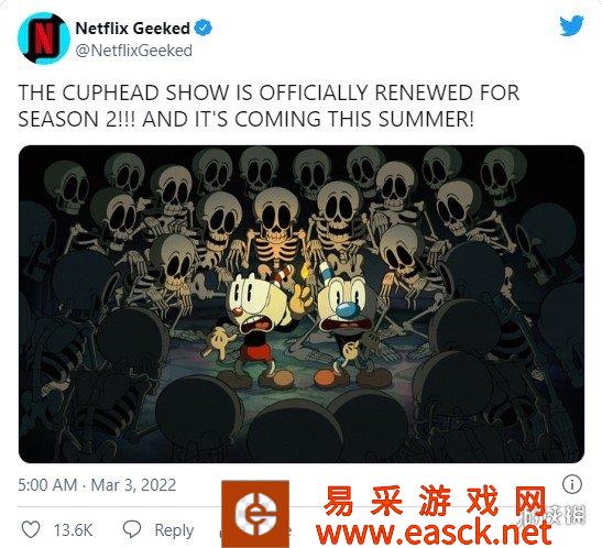 《茶杯头》第二季动画已确定制作！预计今年夏季播出