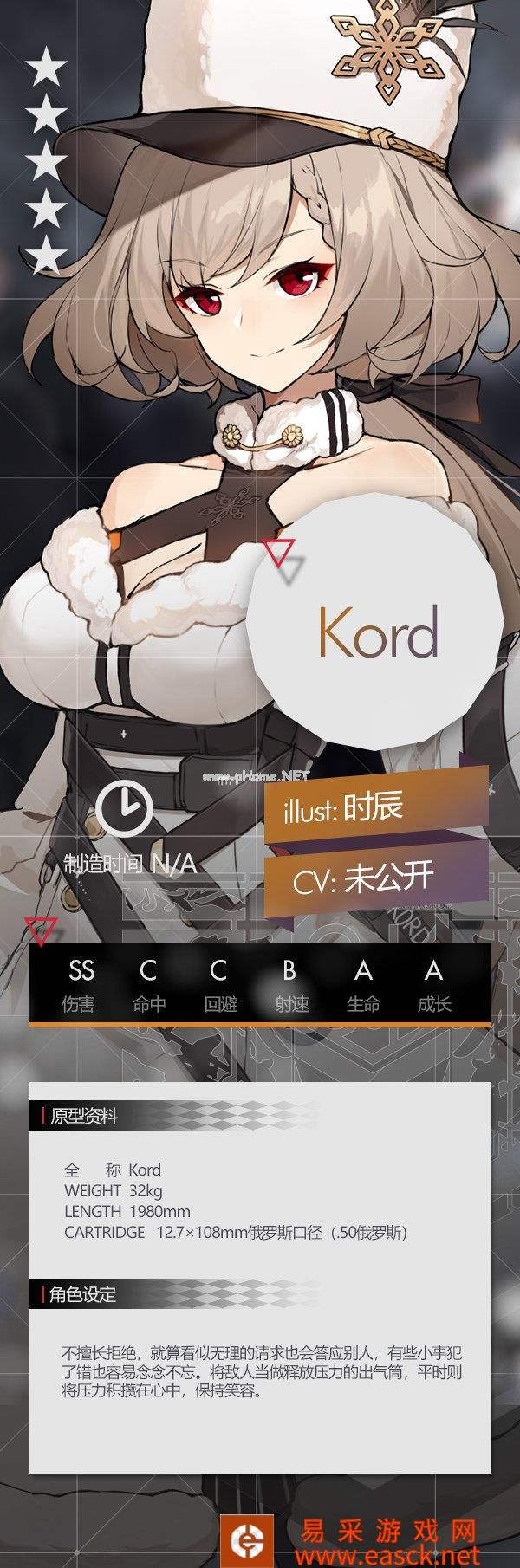 《少女前线》限时救援五星机枪Kord介绍