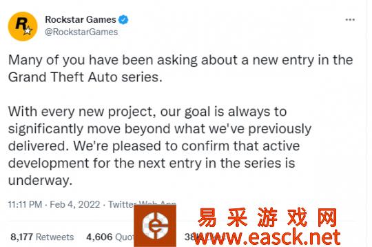 R星确认下一款《GTA》制作当中 开发顺利