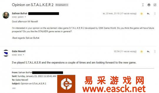 G胖回应网友：玩过《潜行者》及其DLC期待新作