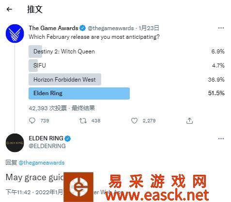 TGA发起2月最期待游戏投票活动 《艾尔登法环》第一
