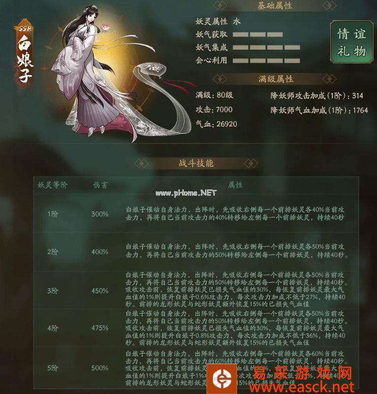 《神都夜行录》SSR妖灵白娘子技能介绍