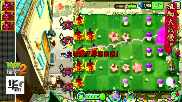 pvz2中文版：踏青挑战 星星果第三关 金缕梅女巫读报僵尸克星！