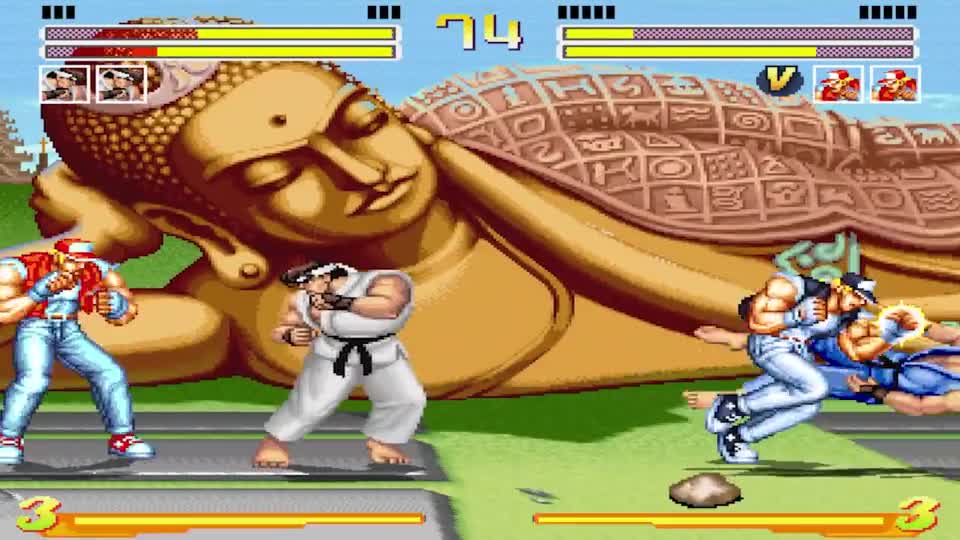 饿狼传说对街霸，特瑞VS隆，各带一个分身来一场混战