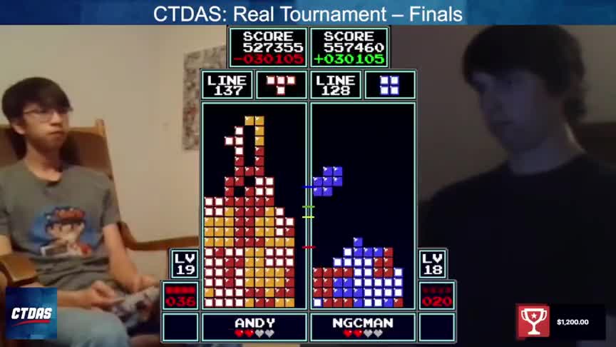 俄罗斯方块：淡定哥大战天赋哥，以为没悬念，却被他打出极限逆转