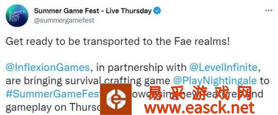 生存制作游戏《夜莺》确定亮相夏日游戏节 展示新功能和玩法