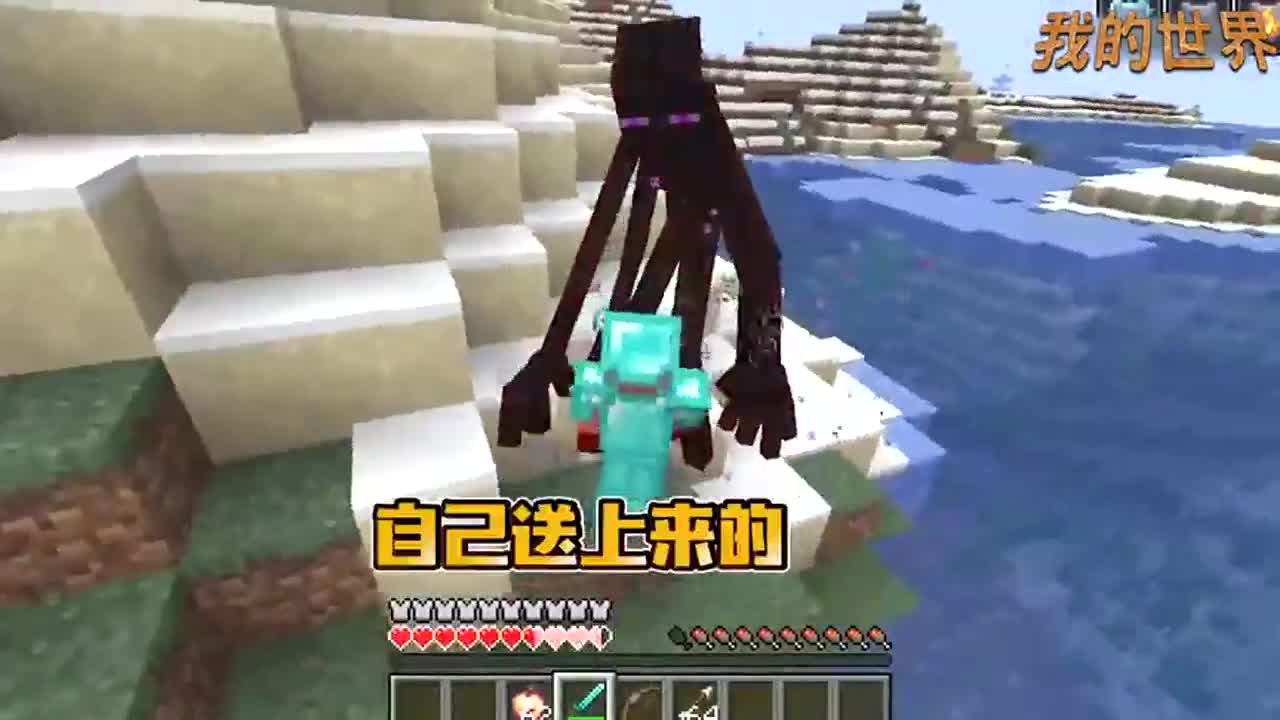 我的世界：变异末影人也太肉了，一组金苹果都快吃完了还打不死！