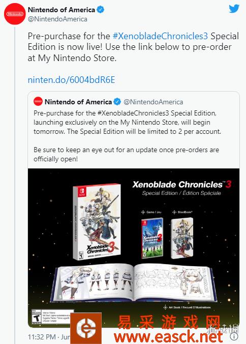 《异度之刃3》收藏版开启预购后 任天堂商店被挤崩溃