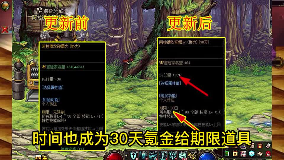 DNF：6.9体验服“三次更新”，回归光环BUFF削弱，永久道具变限期