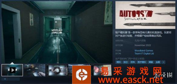 恐怖重口味模拟游戏《尸检模拟器》11月正式发售