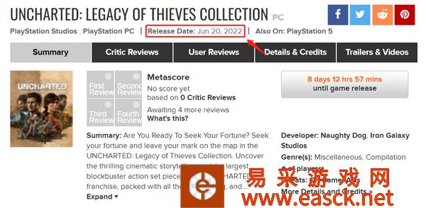 M站显示《神秘海域：盗贼传奇合辑》6.20发售