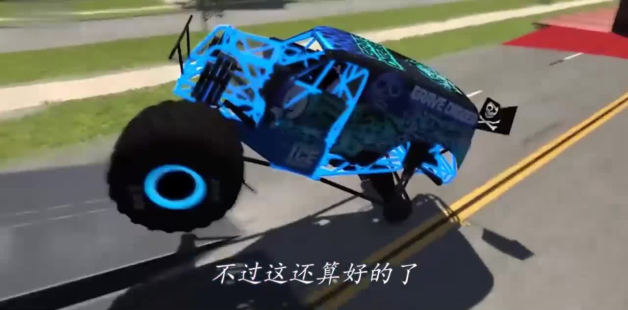 汽车加足马力能冲过钢铁尖峰阵吗？3D动画模拟，场面超刺激！