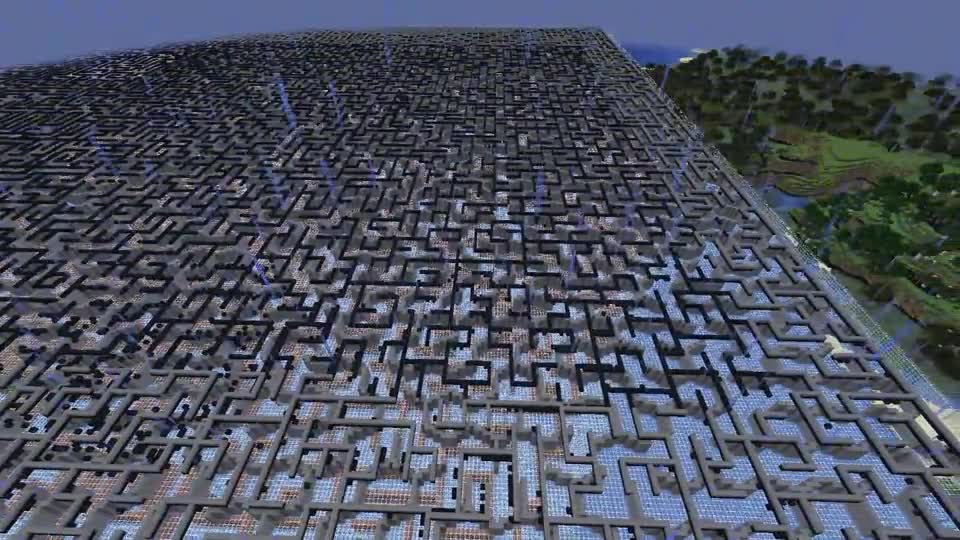 在我的世界里纯手动搭建迷宫大楼第50天 三圈又三圈