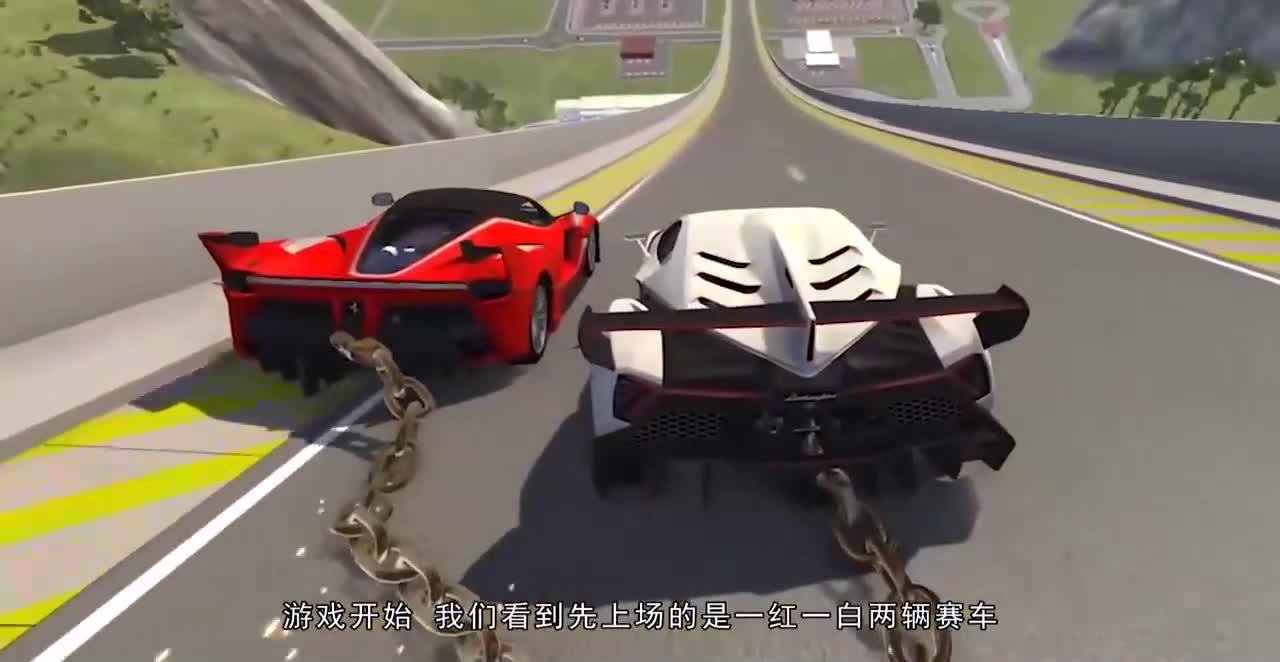 模拟车祸：百万豪车，栓上铁链，碰到障碍物是啥场面？一起见识下