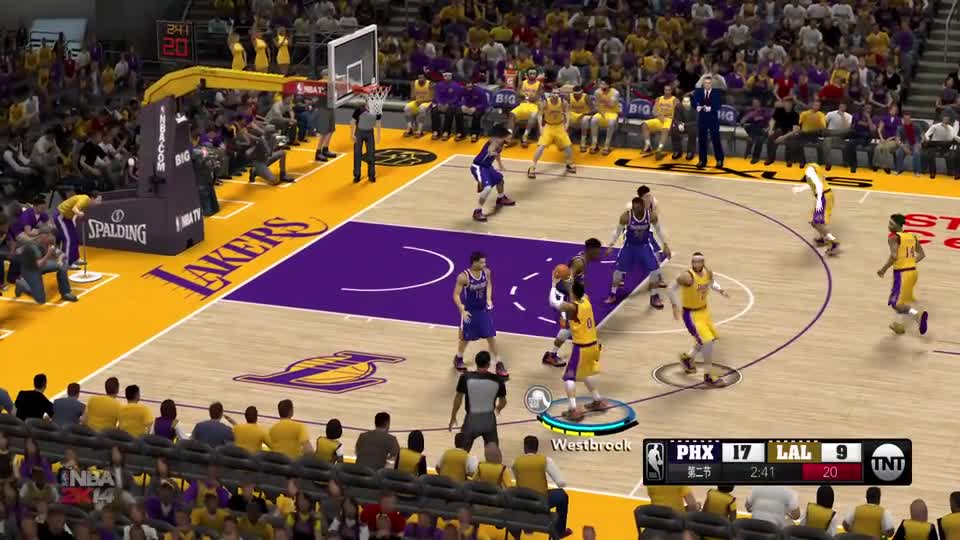 湖人VS太阳第二节，安东尼单手劈扣，保罗助飞艾顿暴扣