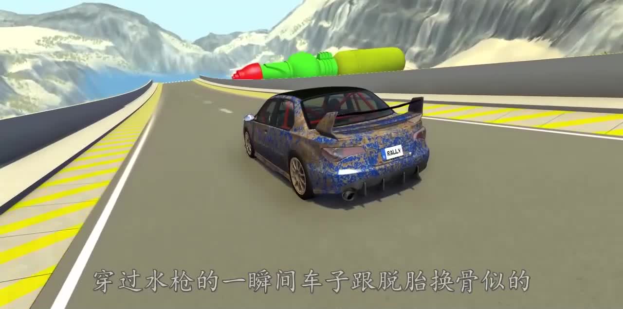 老外在家闲出屁，3D模拟车子穿过水枪，效果震撼全场！