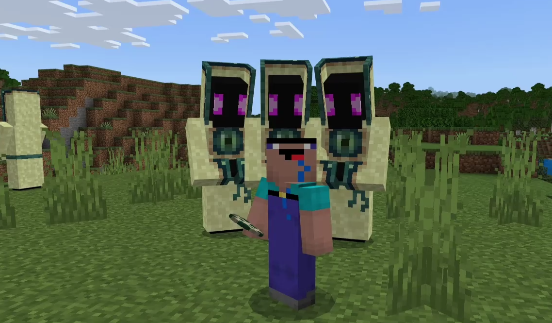 末地村民长这样子盯着魔哒有点怕怕的 我的世界模组#魔哒#我的世界