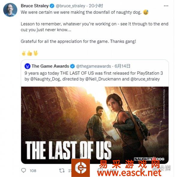 《最后生还者》前游戏总监Bruce：曾以为会搞垮顽皮狗