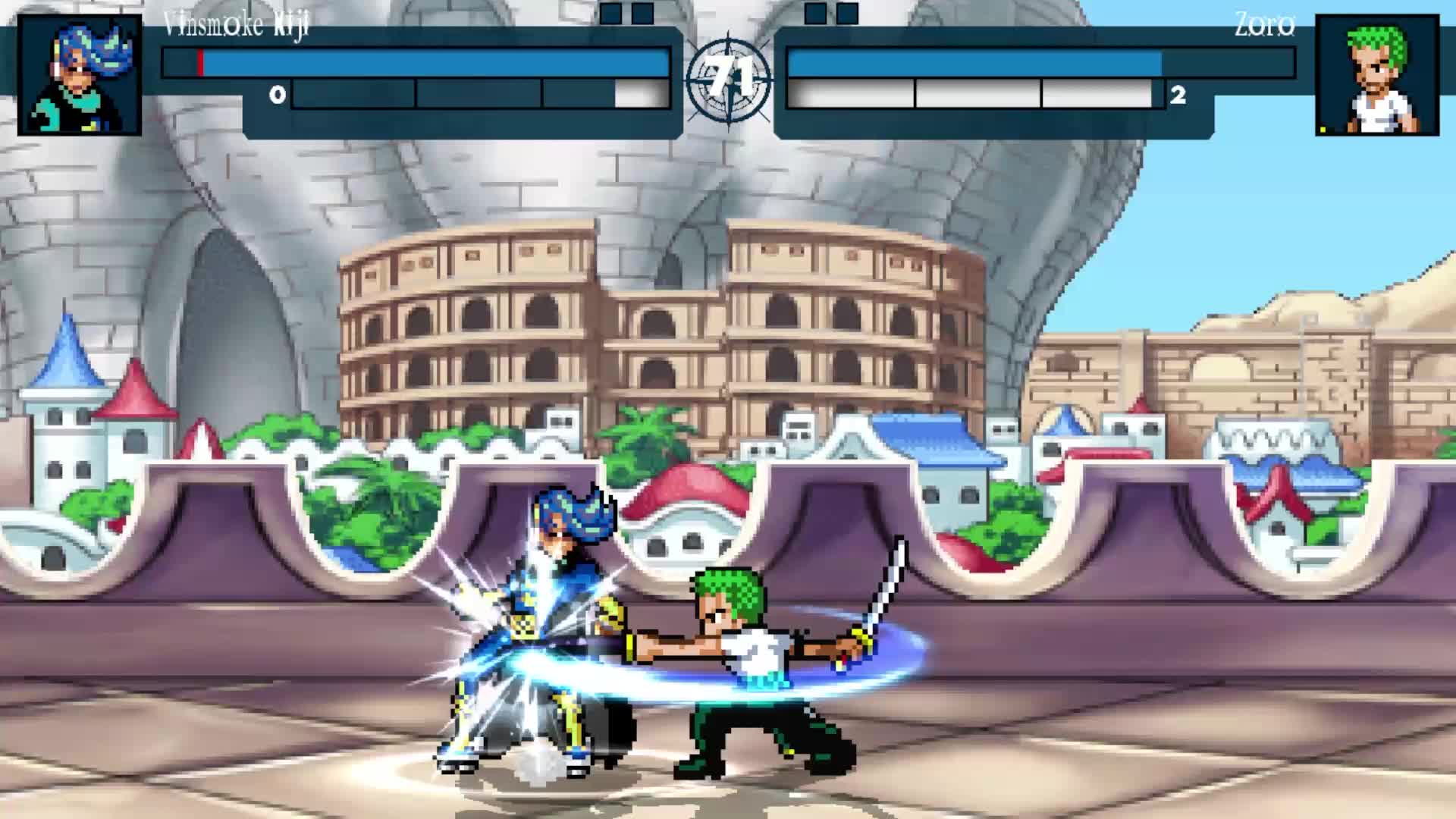 海贼王格斗MUGEN，尼治VS索隆，尼治把兄弟姐妹都召唤出来了