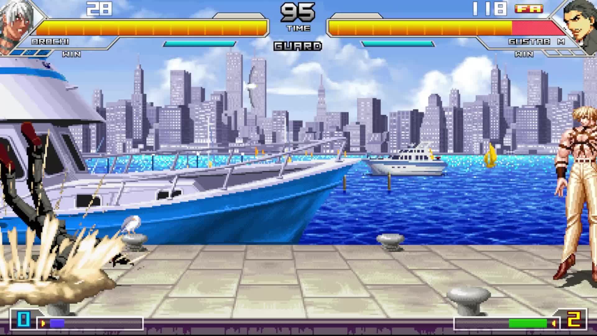 拳皇EX，大蛇VS古斯塔夫，开场先秒掉了零和伊格尼兹