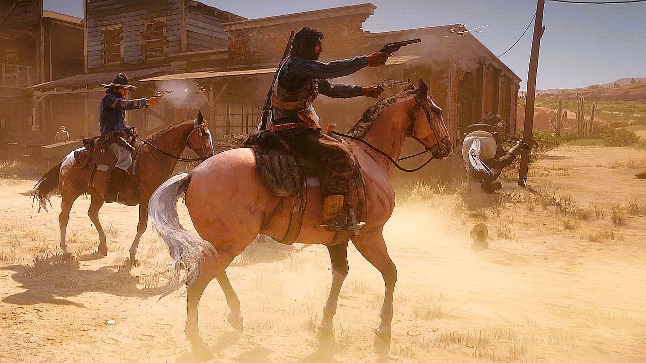 荒野大镖客2救赎：大规模战斗，城镇警探和匪徒发生大战#荒野大镖客2