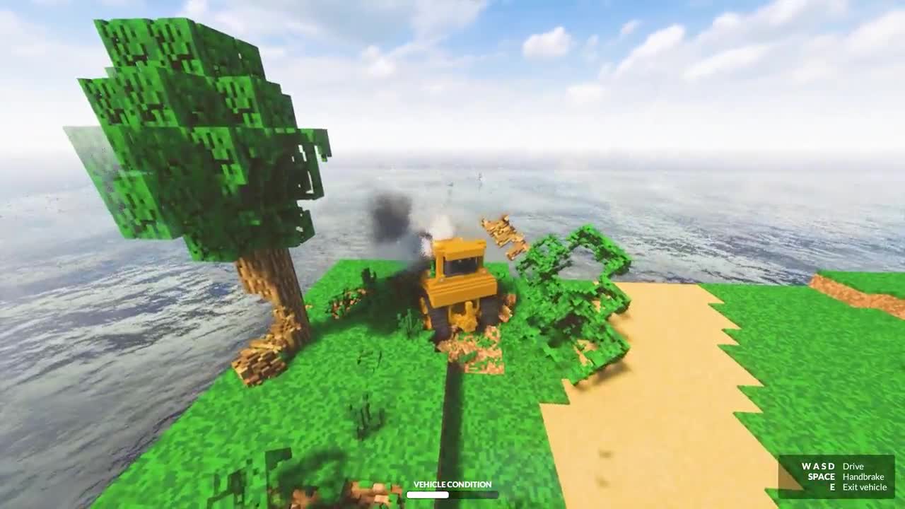 我的世界：拆迁小游戏，小游开铲车拆小屋