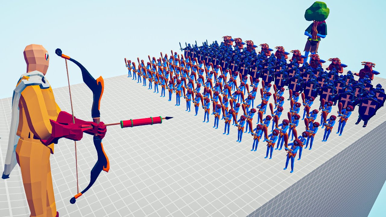 TABS全面战争模拟器：一拳超人拿爆竹弓箭VS所有派系军团#全面战争模拟器#全面战争