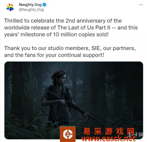 《最后生还者2》发售两周年 顽皮狗发文感谢玩家支持