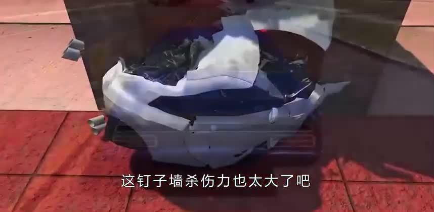 3D模拟实验：汽车能穿过缓慢合拢的钉子墙吗？画面太硬核了！