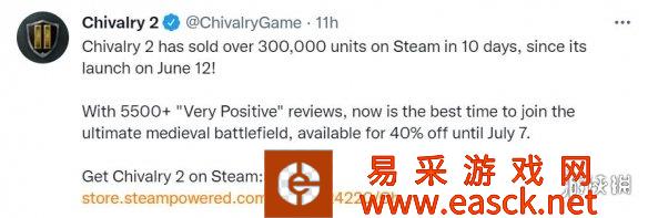 超爽快砍杀游戏《骑士精神2》Steam版销量突破30万！