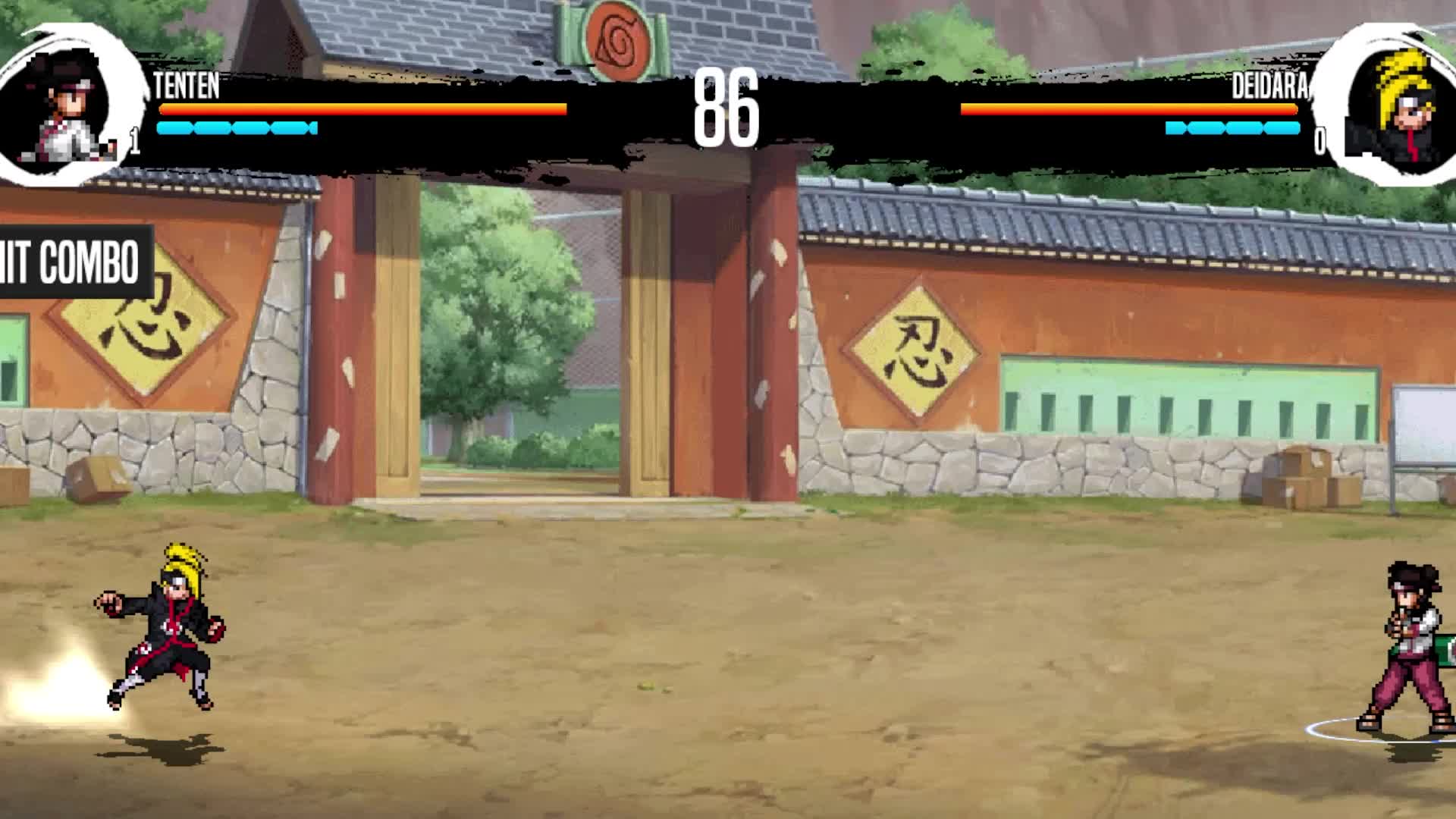 火影忍者MUGEN，天天VS迪达拉，迪达拉脚踏飞龙步步紧逼