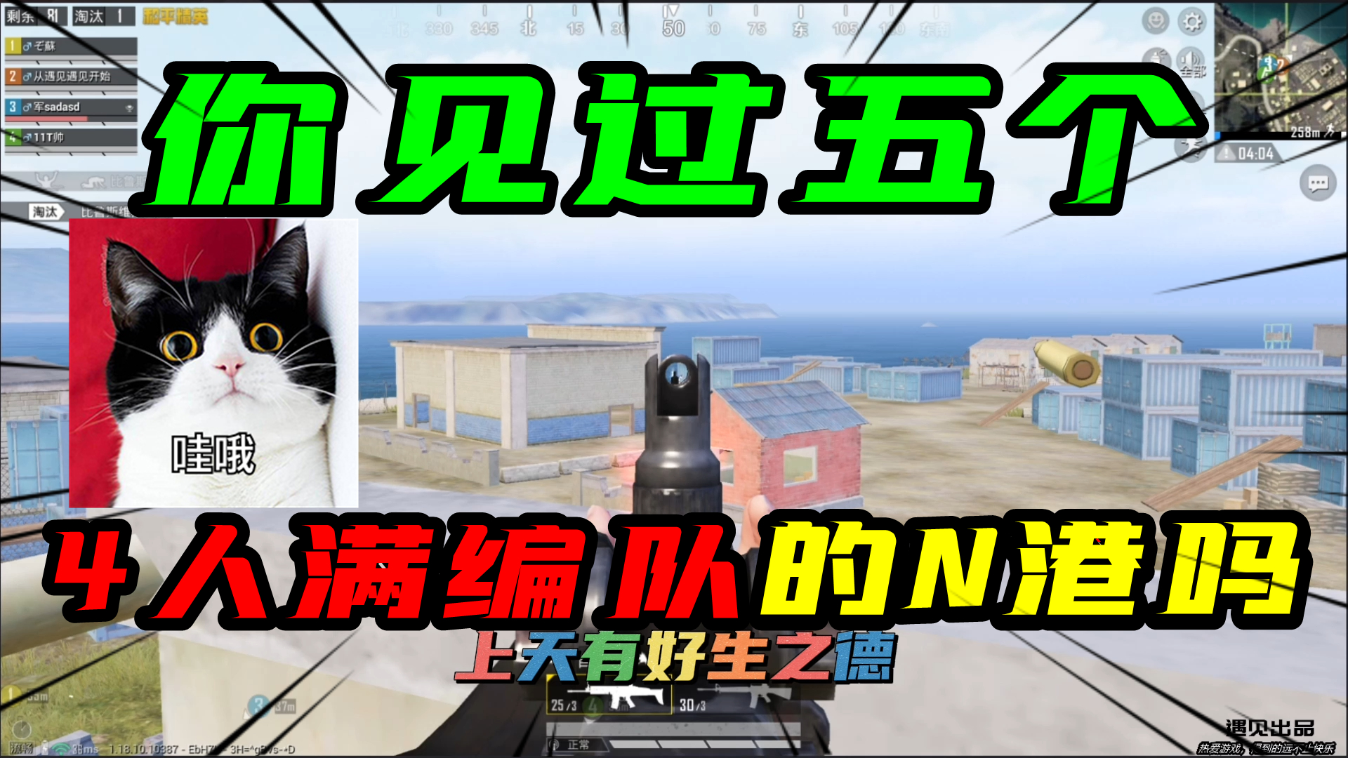 和平精英：你见过5个4人满编队的N港吗？从N港，杀到军事基地！#和平精英#吃鸡