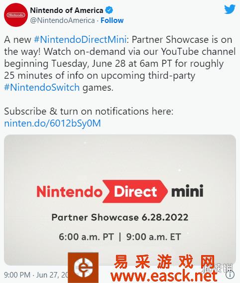 任天堂直面会(Nintendo Direct)第三方游戏将于