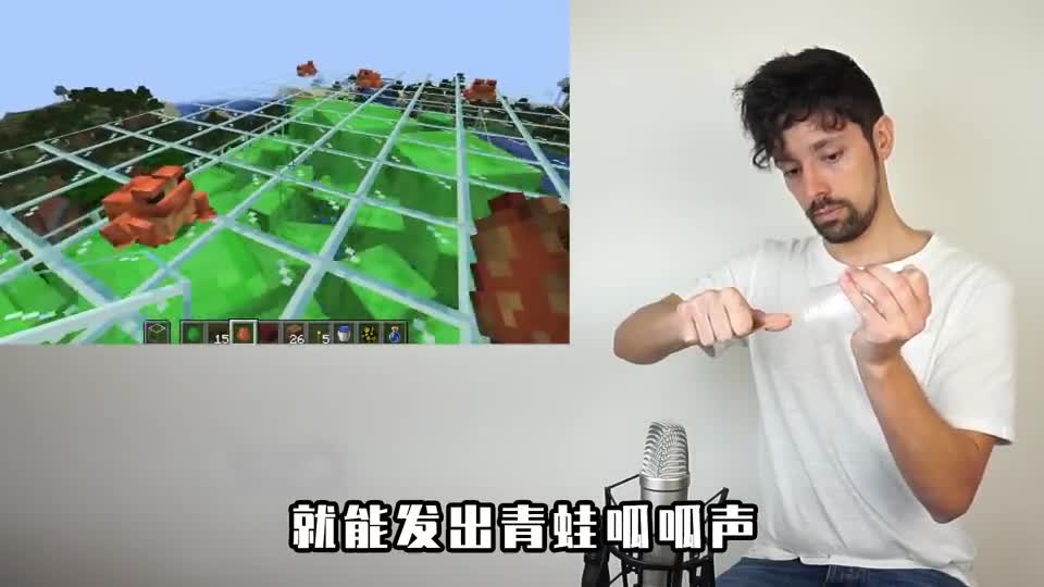 我的世界：大神还原青蛙的音效？塑料杯加牛皮筋，青蛙听了都纳闷