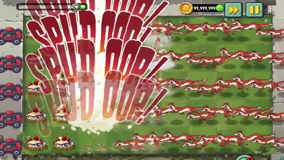 PvZ2 20个满级植物VS1000只冰鼬 四