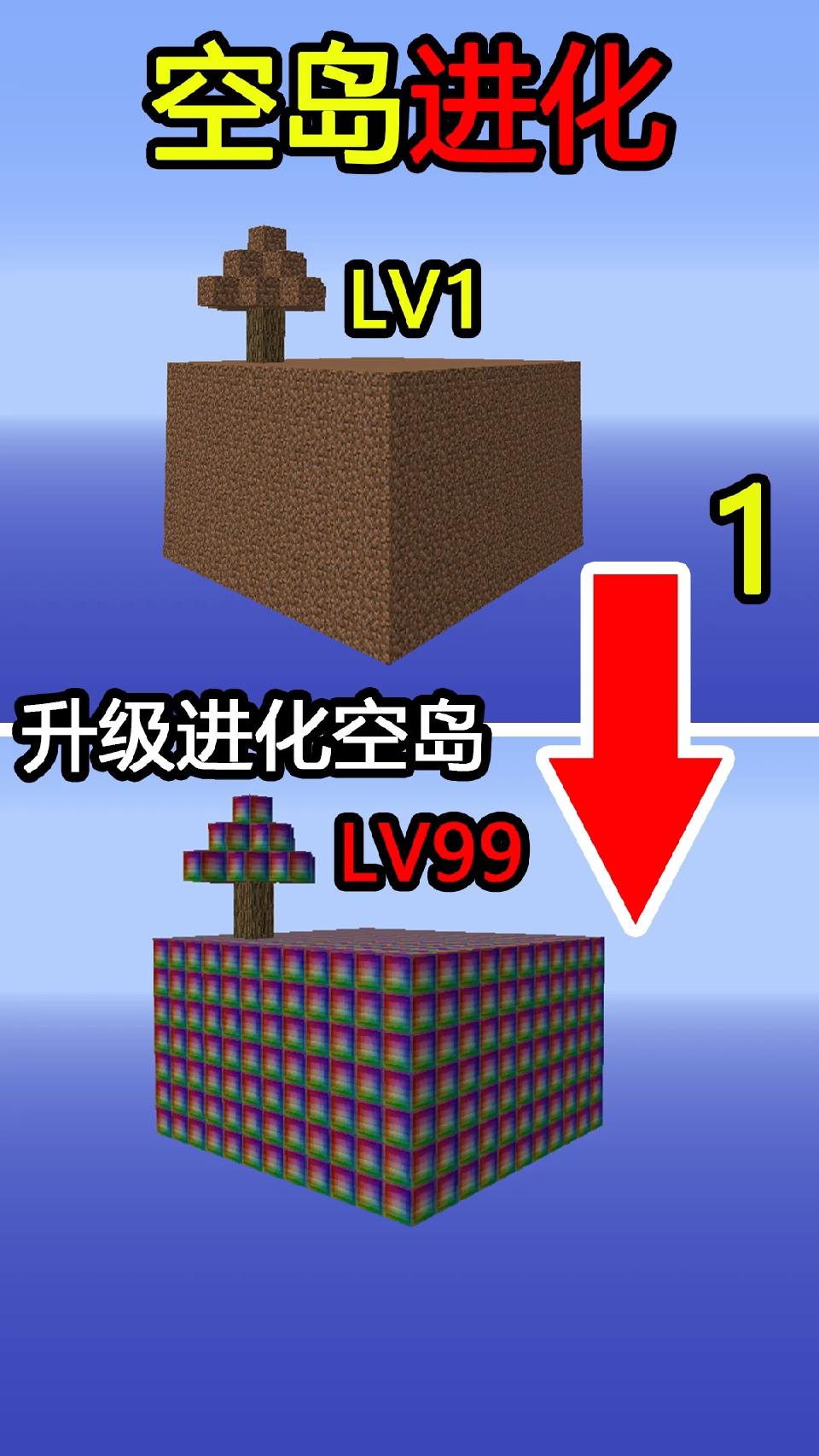 #我的世界#空岛进化！每升5级进化一次空岛！该如何打败him！