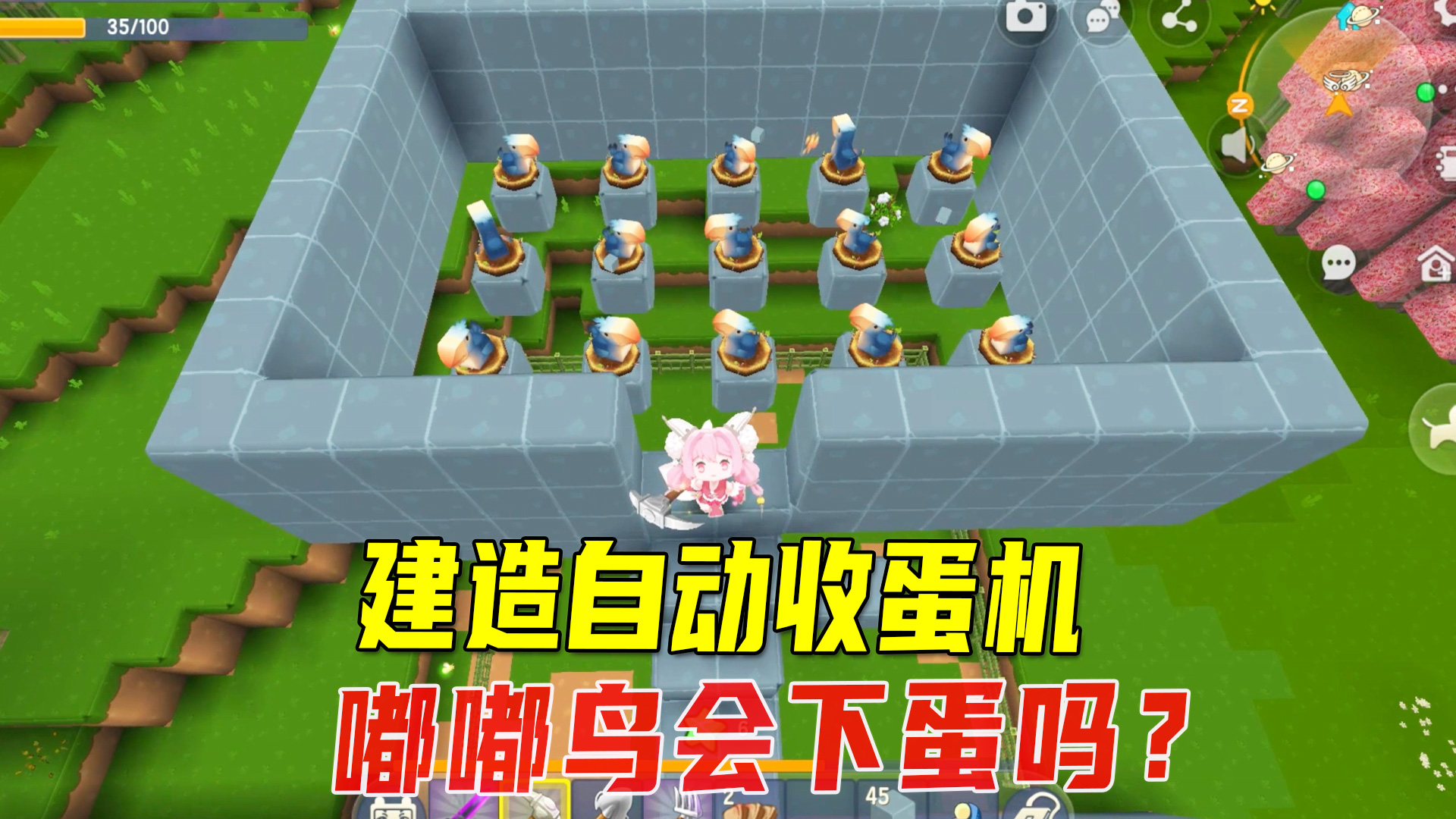 迷你新生存33：建造自动收蛋机，从以前的鸡换成了现在的嘟嘟鸟，不知道还能下蛋不#迷你世界