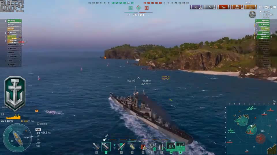 【战舰世界欧战天空】第1875期 海上苦战的奥斯汀