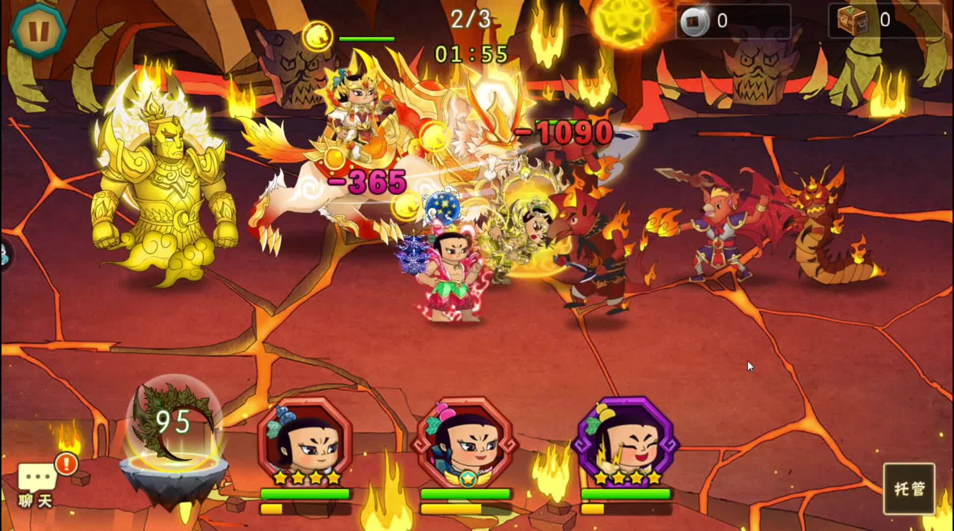 葫芦娃手游推图17章邪林魔域8，146带空警02接近两年没玩了