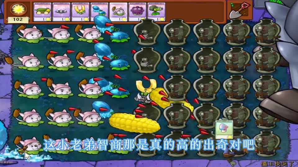 植物大战僵尸：僵王懵了！30颗猫尾草都抗下了，却栽在了二爷手上