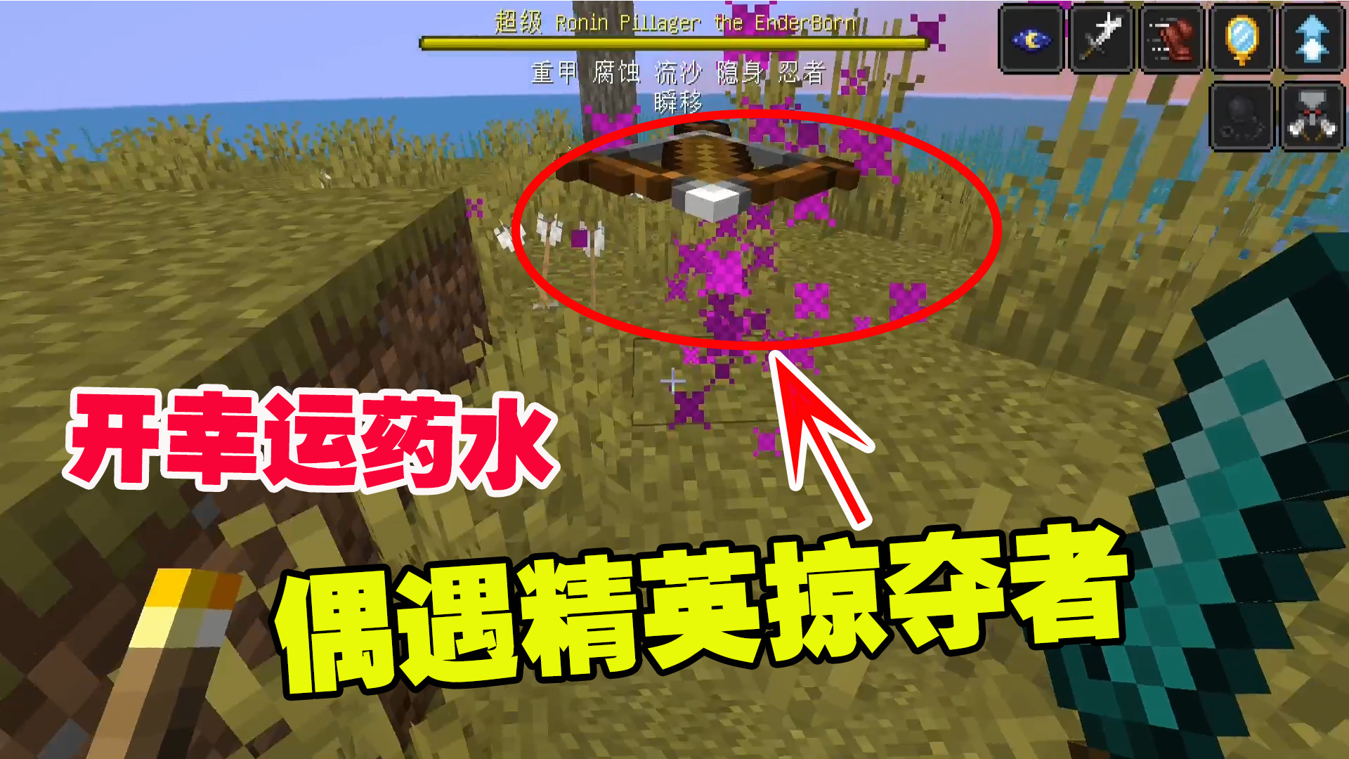 我的世界匠魂14：迪哥多次打探坐标，开幸运药水，偶遇精英掠夺者#我的世界#匠魂模组