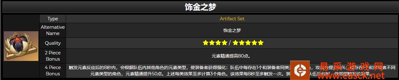原神饰金之梦四件套效果介绍