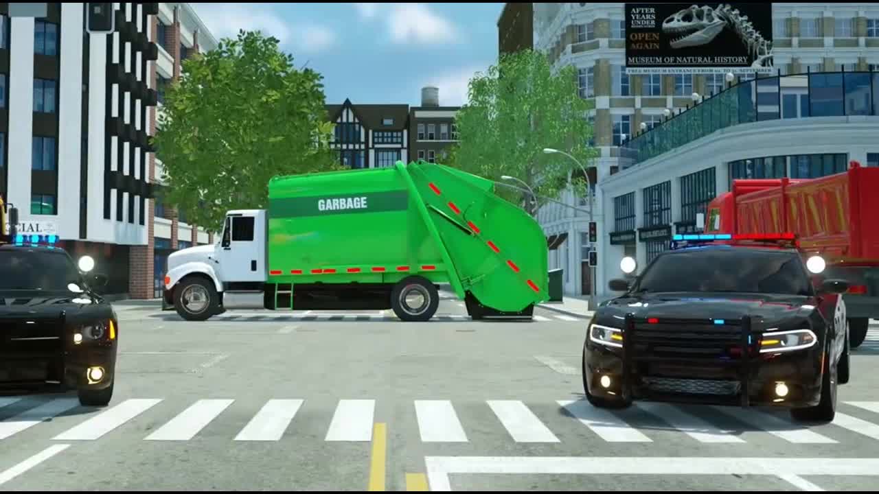 儿童汽车动画：消防车出任务翻车了，山地车英勇救助了它