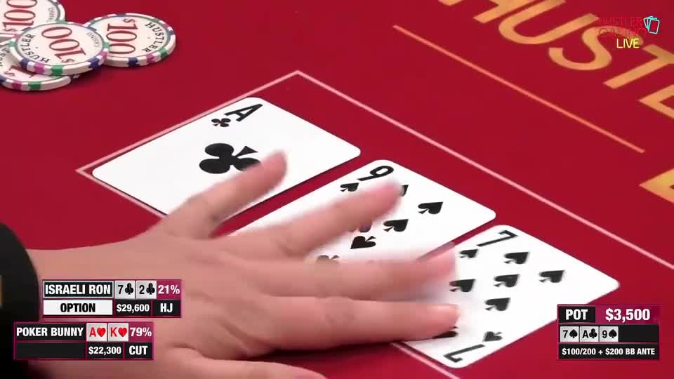 输了一个买入的美女情绪很不好一上来就垃圾牌向两对儿发起诈唬