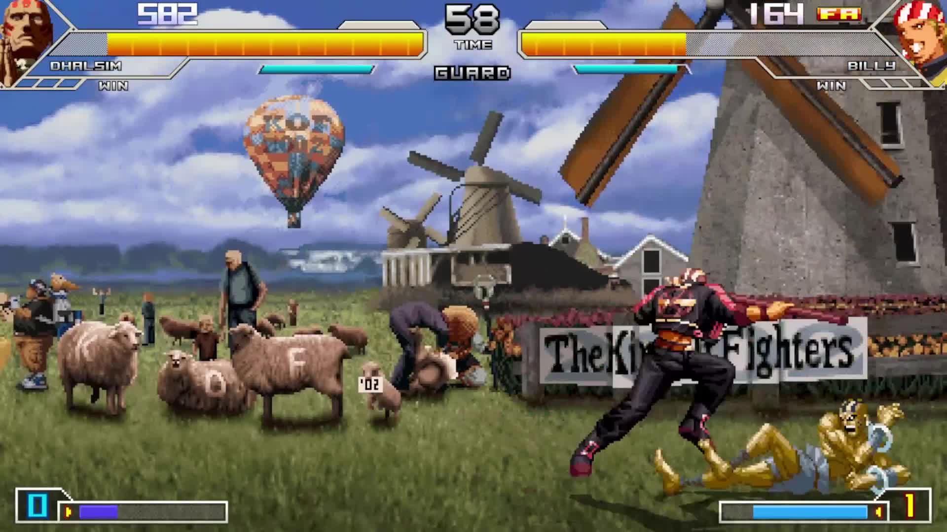 拳皇EX，达尔西姆VS比利，这个达尔西姆会空中喷火