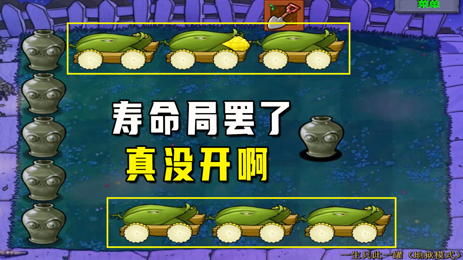 植物大战僵尸：一生只此一罐（地狱模式）下，寿命局罢了，真没开啊#植物大战僵尸#单机游戏