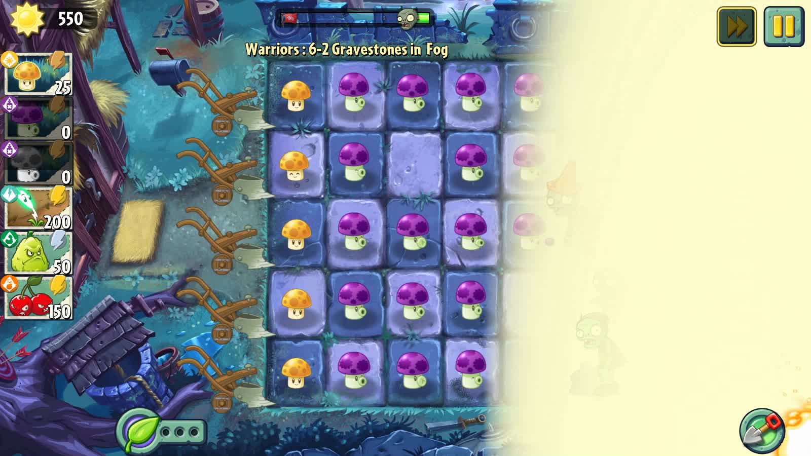 大海解说植物大战僵尸2勇士版：免费的小喷菇，防御黑暗僵尸